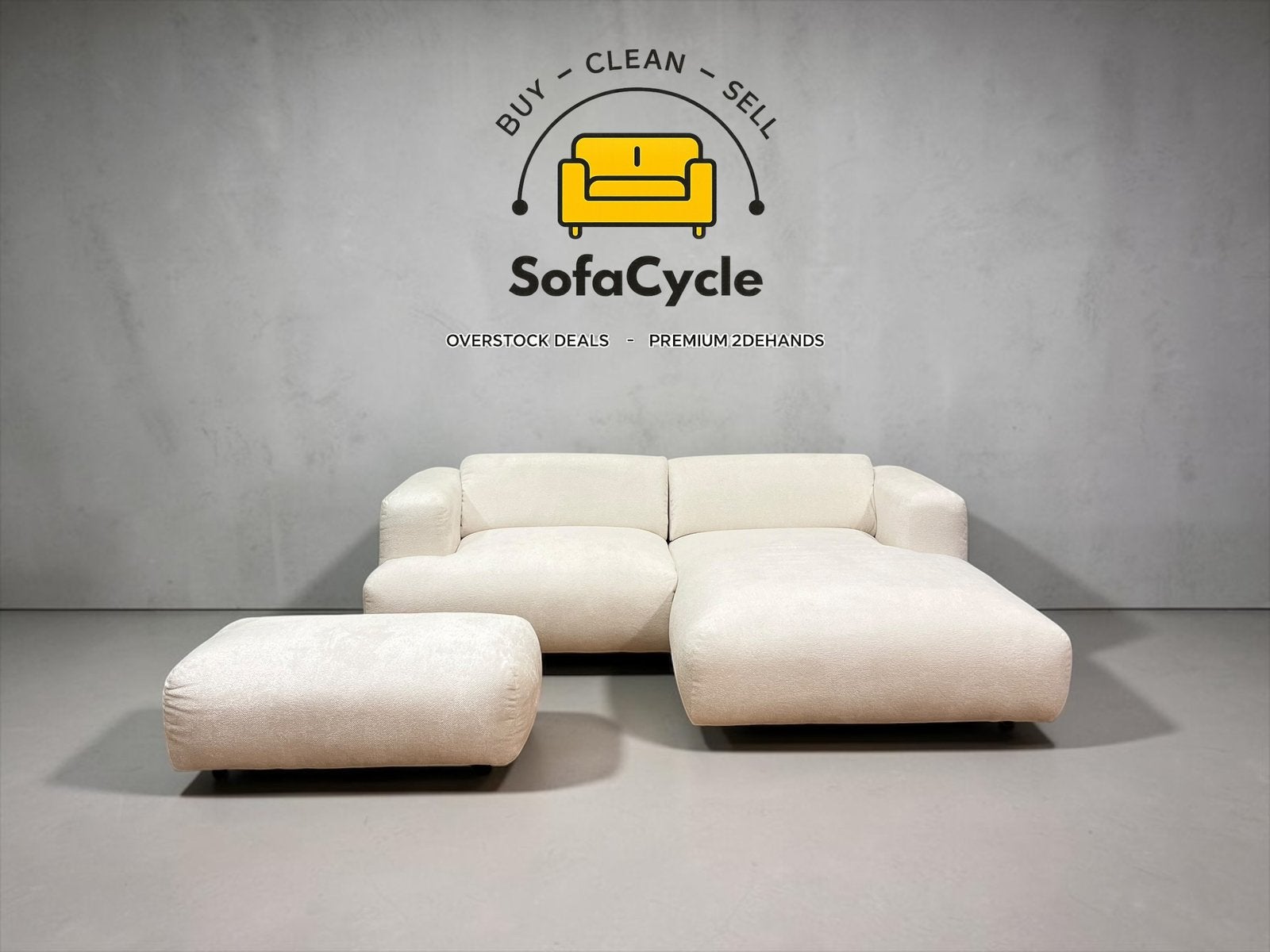 Nieuwe Witte Boucle Hoekzetel - SofaCycle / TOPDEAL, Huis en Inrichting, Ophalen of Verzenden, SofaCycle, Info@sofacycle.be