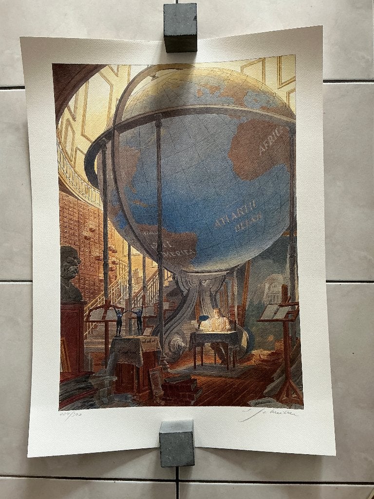 Affiche de F. Schuiten, Mundaneum, Signée et N 004/300, Collections, Posters & Affiches, Rectangulaire vertical, Comme neuf, Affiche ou Poster pour porte ou plus grand