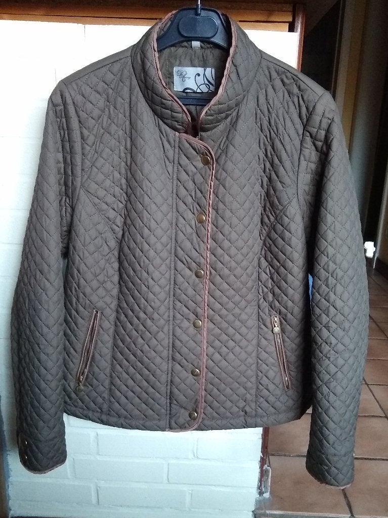 Tussenseizoenjas, kaki, bruin afgebiesd, d'Auvry,maat L(B44), Kleding | Dames, Ophalen, Overige kleuren, Maat 42/44 (L), Zo goed als nieuw