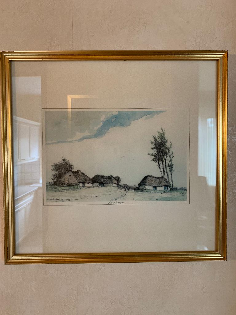 3 Etsen van Dirk Baksteen, B 35 cm - H 31 cm, 31 cm, Eau-forte, Paysage, 35 cm