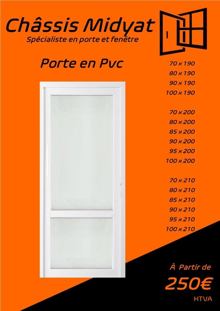 Porte de service en Pvc 250€ Disponible en Stock, Doe-het-zelf en Bouw, Glas en Ramen, Ophalen, Nieuw, Overige typen, Dubbelglas