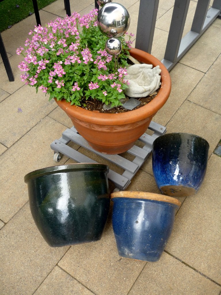 Potten terra cotta glazuur, Tuin en Terras, Bloempotten, Ophalen, Terracotta