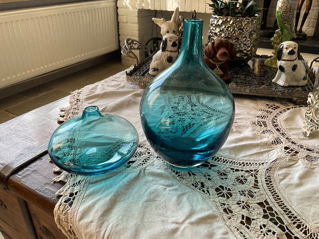 Blauwe vazen Salong Ikea set van twee, Maison & Meubles, Enlèvement ou Envoi, Utilisé, Bleu, Verre