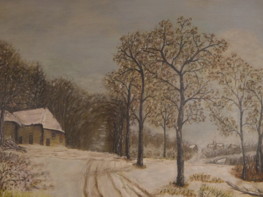 schilderij  Sneeuwlandschap  Roger Depypere, Peinture acrylique, Signé, Paysage, Enlèvement
