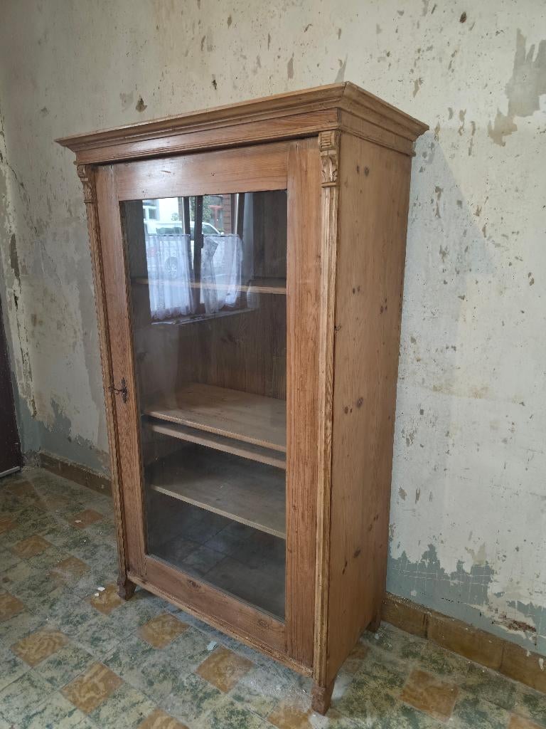 Ancienne bibliothèque/secrétaire en pin, Maison & Meubles, Utilisé, 50 à 100 cm, Pin, Avec tablette(s)
