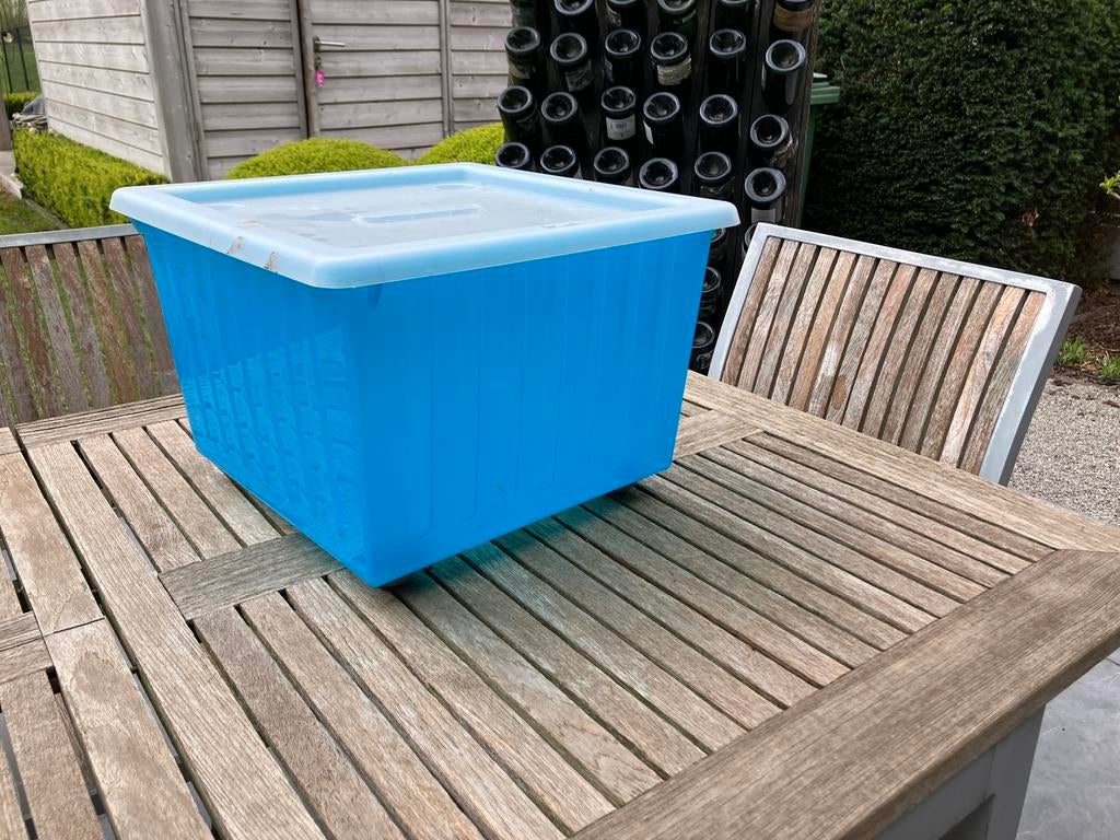 Opbergbox blauw met wieltjes., Ophalen, Zo goed als nieuw, Overige typen