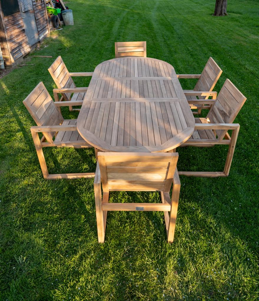 Table de jardin en teck exterioo, Jardin & Terrasse, Ensembles de jardin, Enlèvement, Comme neuf
