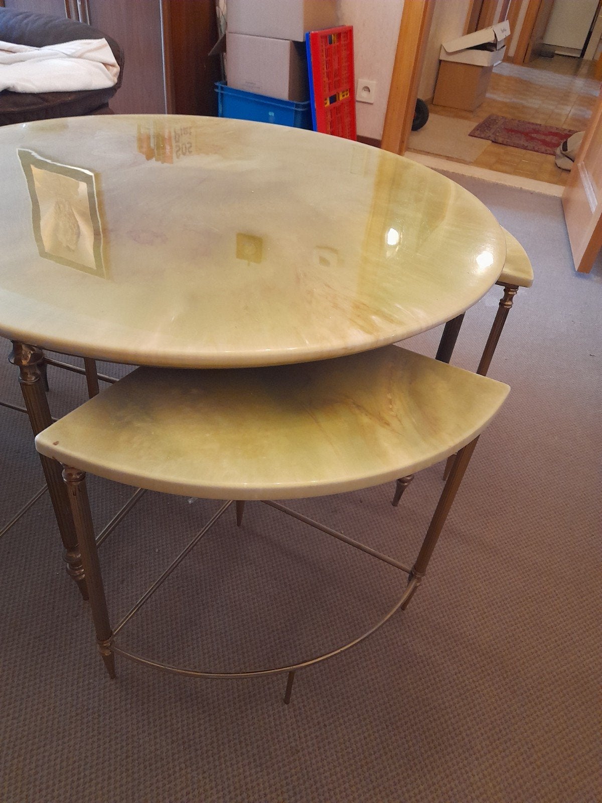 salontafel marmer en koper, Ophalen
