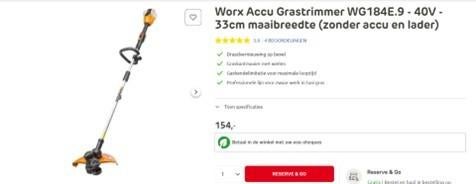 Worx accu grastrimmer WG184E.9 met batterij, lader en spoel., Ophalen, Gebruikt, Worx, Accu