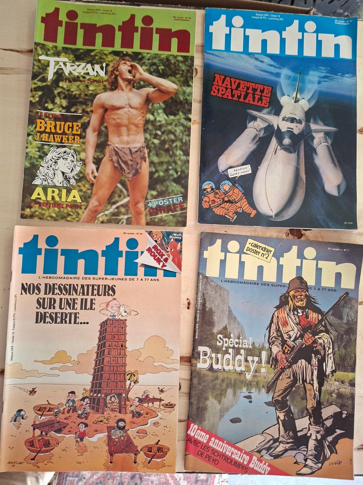 vintage 4xTintin weekblad, Ophalen of Verzenden