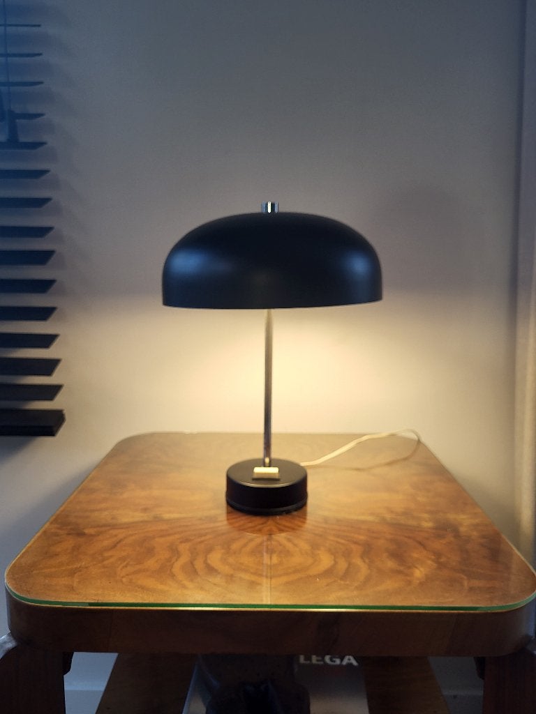 Vintage bureaulamp, bauhaus stijl, metaal mushroom,, Antiek en Kunst, Ophalen of Verzenden
