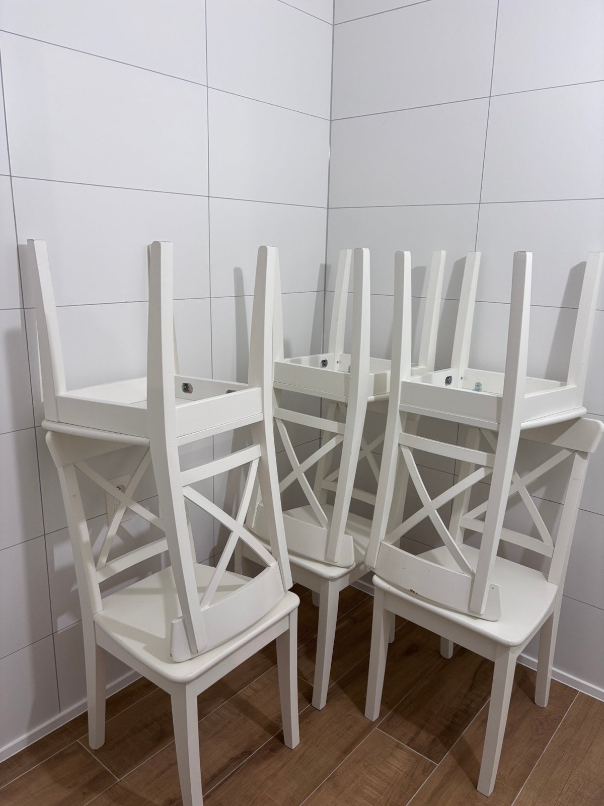 6 eettafel stoelen wit, Ophalen, Zo goed als nieuw, Wit