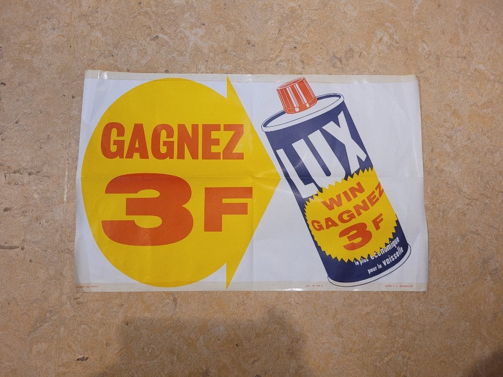 Oude reclame van Delhaize Lux, Verzamelen, Ophalen of Verzenden, Gebruikt, Reclamebord