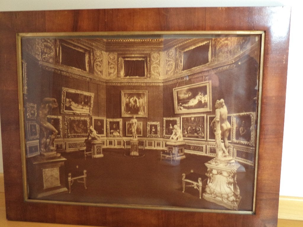 1875 ALINARI origin. albumen XL foto Uffizi Firenze gekaderd, Ophalen, Foto, Achter glas