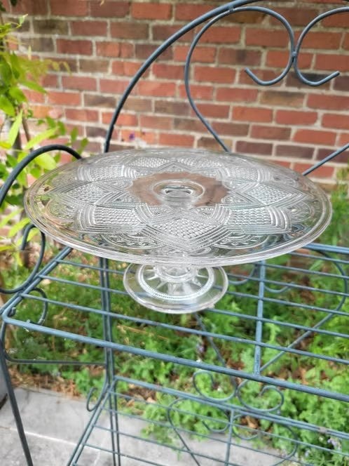 Vintage Glazen Taartplateau op Voet – Ø 31 cm, Ophalen of Verzenden