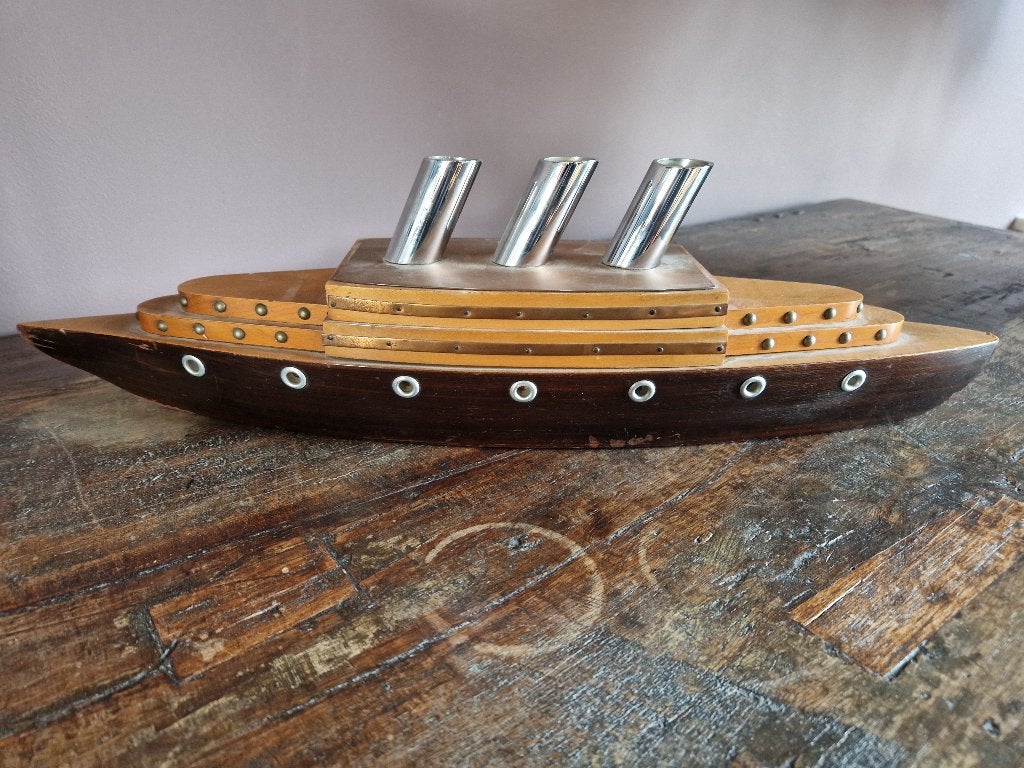 Art Deco houten maquette Oceanstomer 1935, Antiek en Kunst, Ophalen of Verzenden
