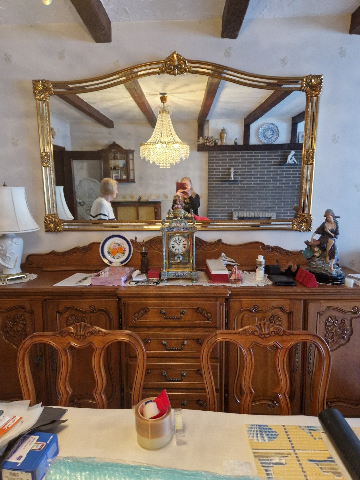 goud kleurige spiegel, Huis en Inrichting, Ophalen, 100 tot 150 cm, 125 cm of meer, Zo goed als nieuw