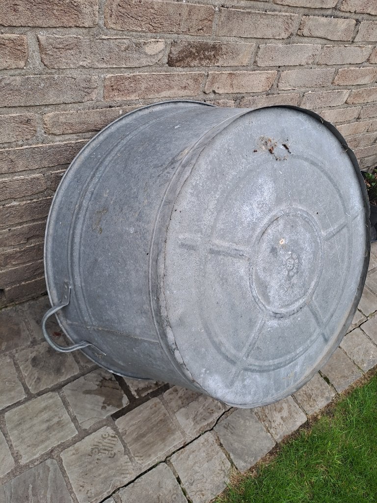 Grote zinken teil / kuip met handgrepen – vintage, Antiek en Kunst, Ophalen