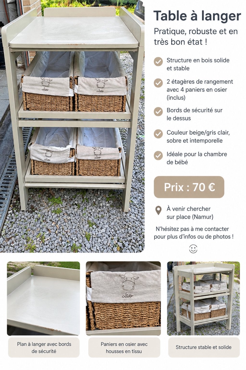Table à langer, Ophalen, Zo goed als nieuw
