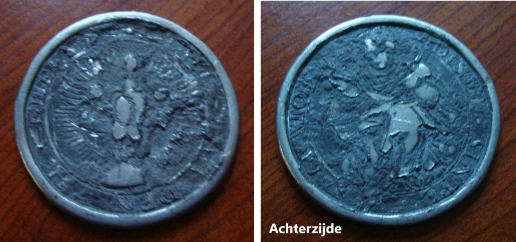 Tinnen armenpenning Sint Salvatorkerk Brugge 1750, Postzegels en Munten, Verzenden, Overige materialen