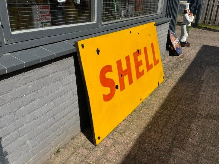 Groot Shell Emaille Reclamebord XL, Verzamelen, Ophalen, Reclamebord, Gebruikt, .