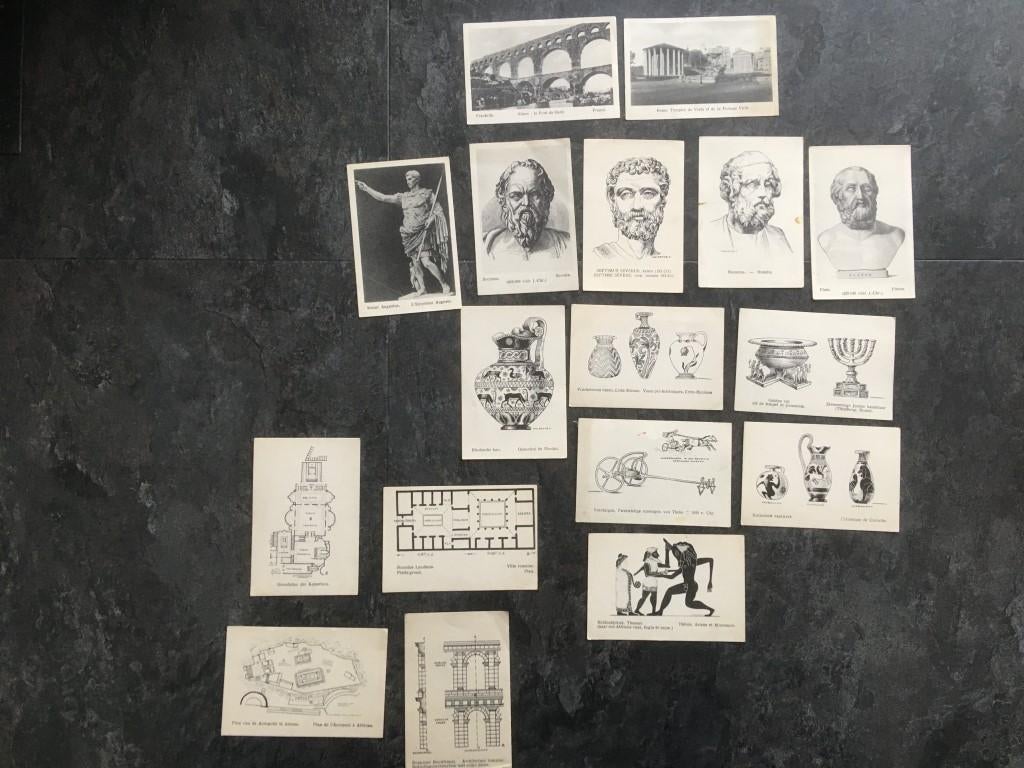 17 prenten Geschiedenis - Socrates - Romeinse bouwkunst ...., Ophalen of Verzenden