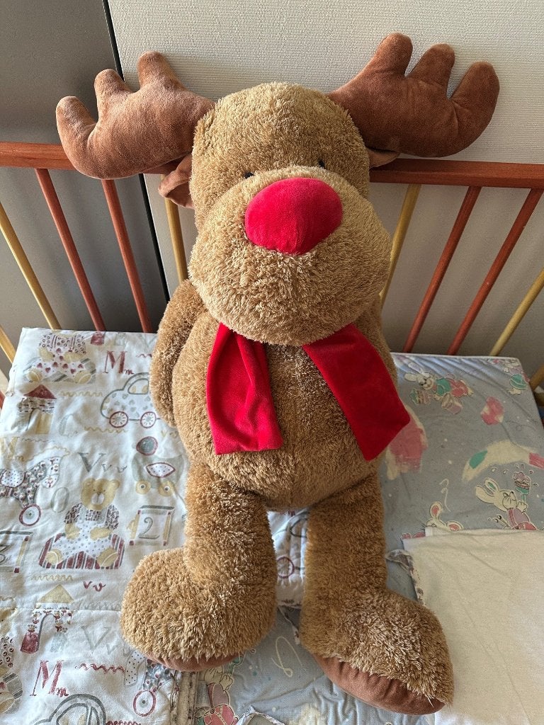Pluche rendier knuffel 90 cm, Ophalen, Zo goed als nieuw, Overige typen, Groot (groter dan 80 cm)