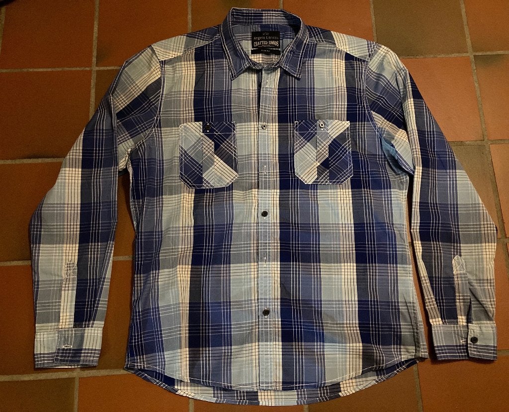 Blauw-wit geruite hemd, Enlèvement ou Envoi, Neuf, Bleu, Tour de cou 41/42 (L)
