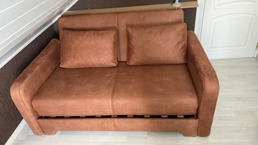 Slaapbank, Ophalen, 150 tot 200 cm, Tweepersoons, Leer