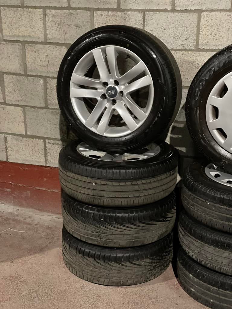 Set lichtmetalen velgen 16 inch 5X100 met banden, Pneus et Jantes, 16 pouces, Véhicule de tourisme, 205 mm