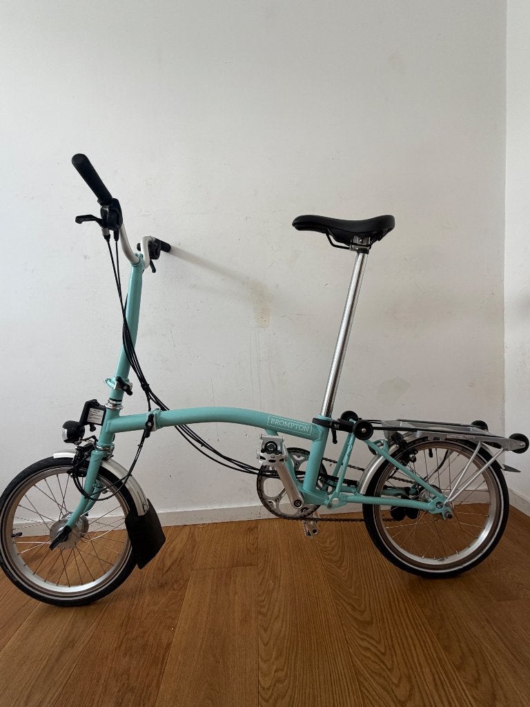 Brompton H6RN blauw bagagerek met 6 versnellingen  dynamo, Ophalen, Brompton, Velgrem, 14 tot 16 inch