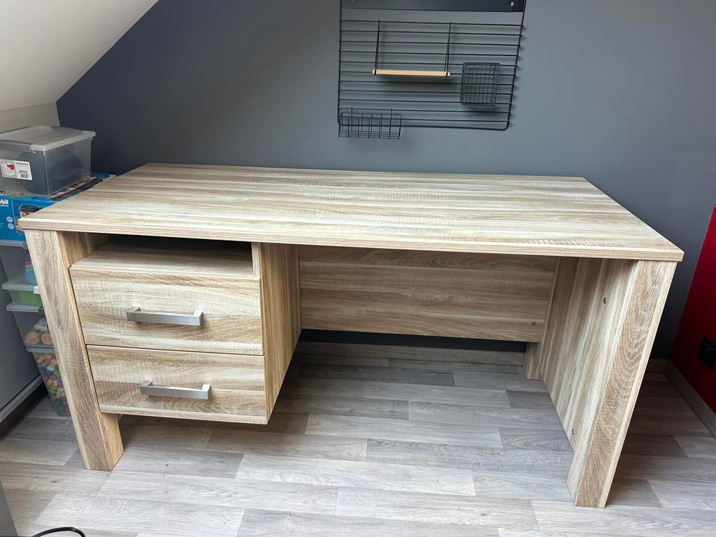 Houten Bed en Bureau, Enlèvement, Comme neuf, Bois, 140 cm