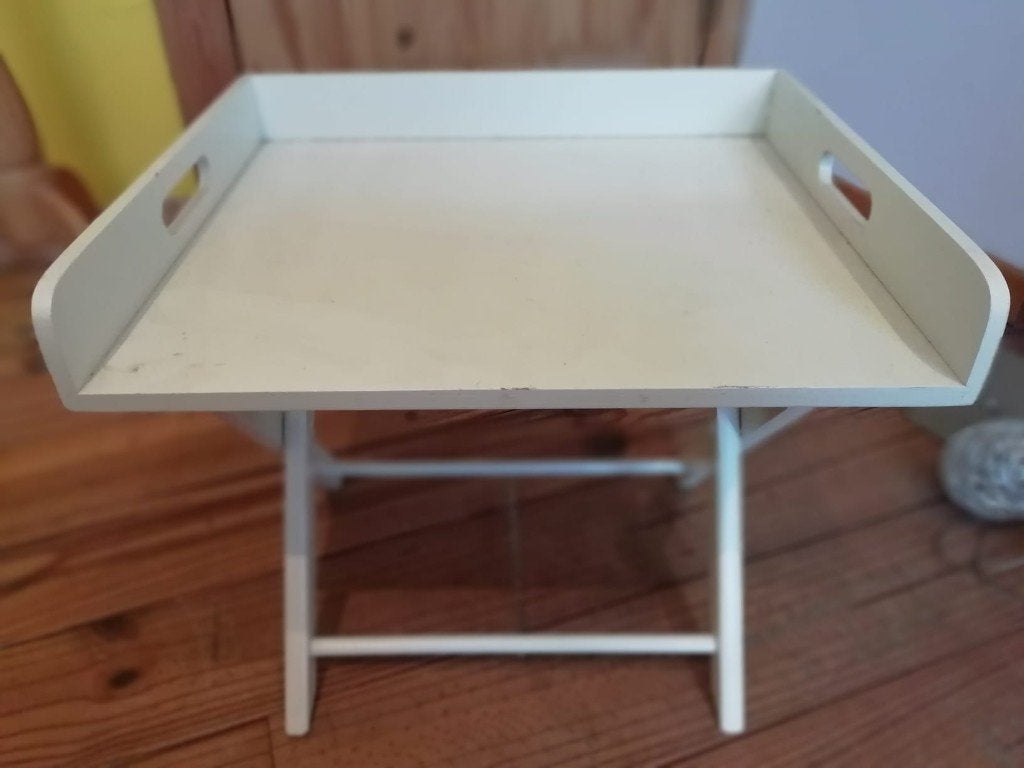 Wit multifunctioneel opklaptafeltje/dienblad, Ophalen, Hout