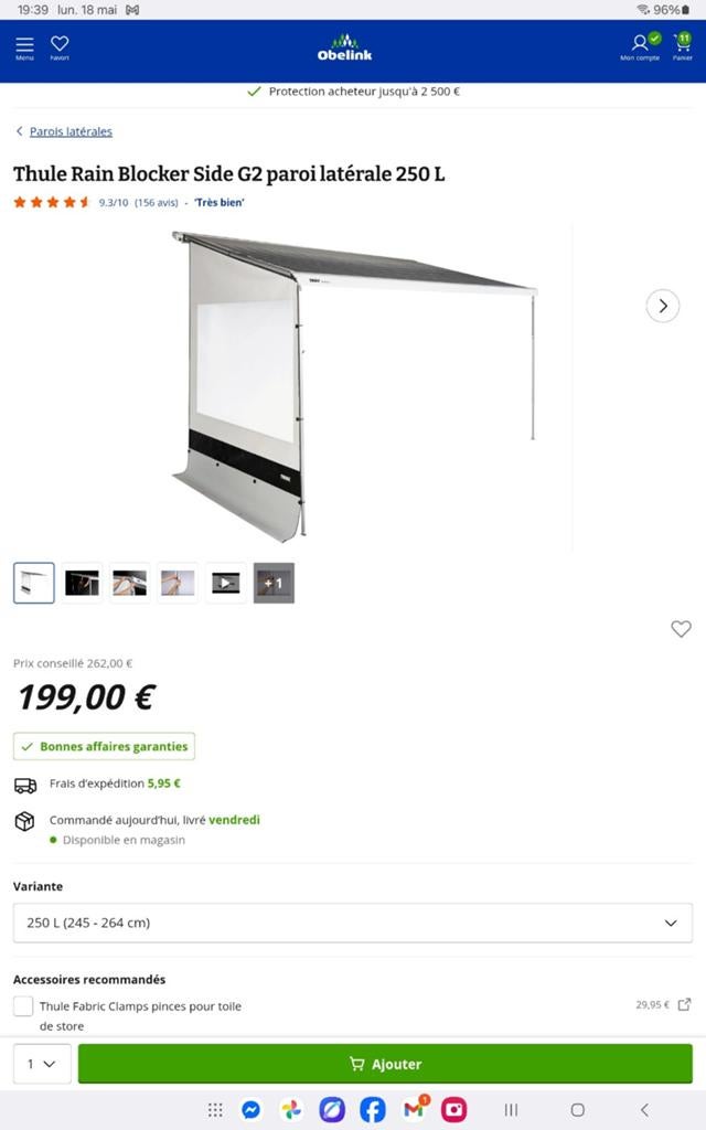 Thule Rain Booker g2 taille L, Caravanes & Camping, Enlèvement, Thule