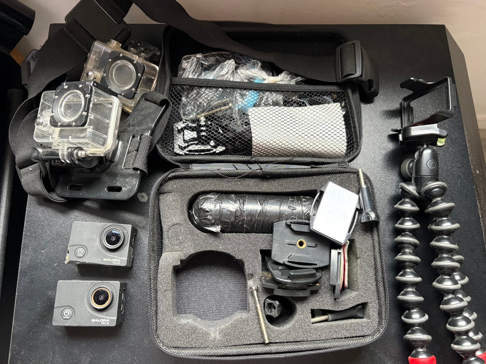 Set Actiecameras Salora PSC4K Zwart, Ophalen, Gebruikt, Overige merken