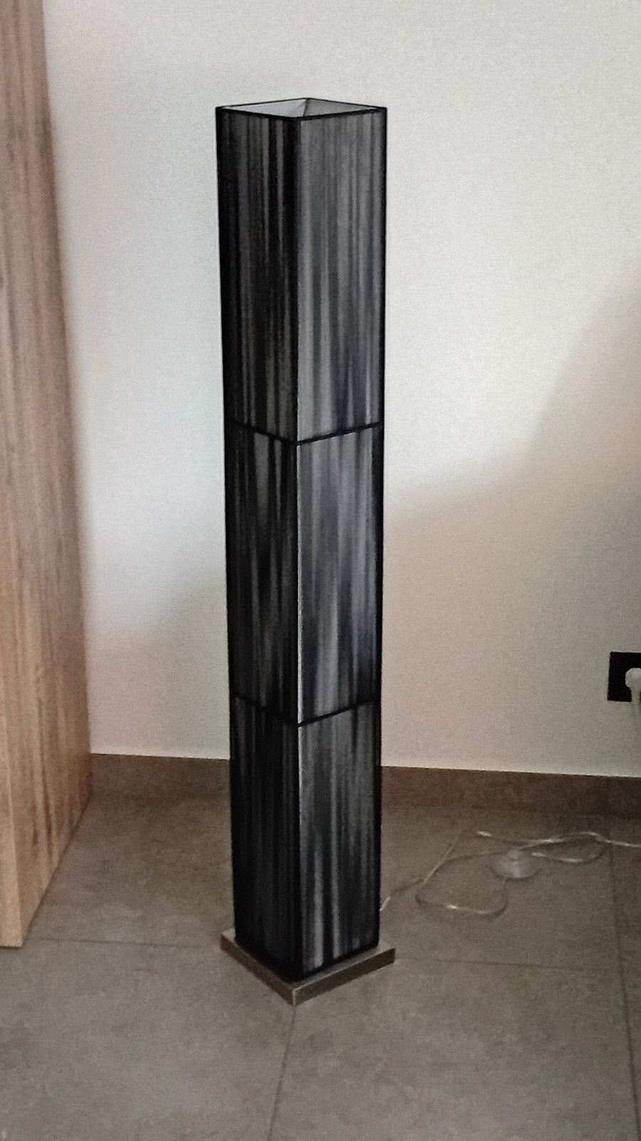 Mooie klassieke zwarte vierkante vloerlamp.., Enlèvement, Comme neuf, Tissus, 100 à 150 cm