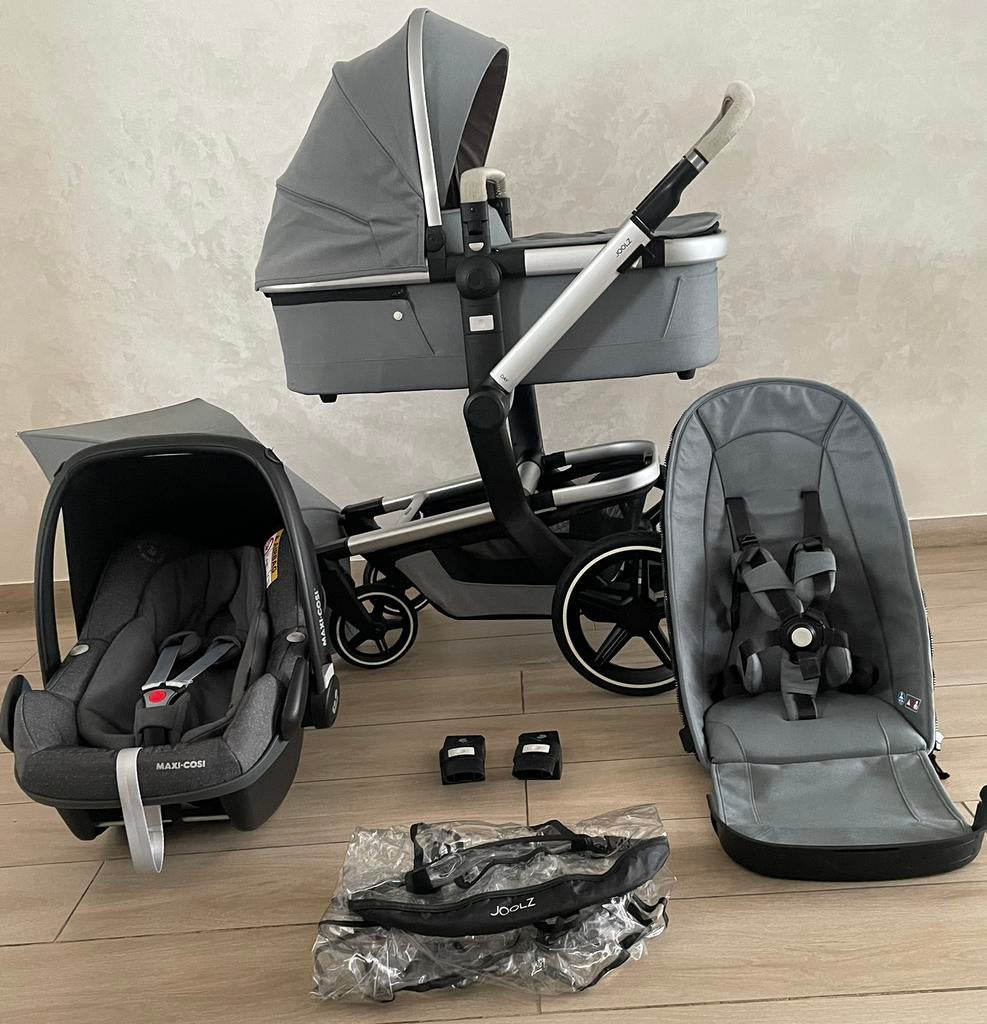 Joolz Day+ bleue moderne complet 3-en-1 de poussette, Enfants & Bébés, Buggys, Couverture pieds, Babygeluk, Comme neuf, Enlèvement