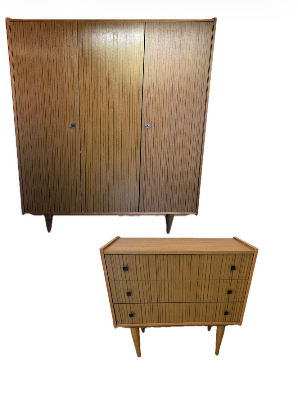 Vintage slaapkamerset uit jaren 60  kleerkast en commode, Teck, Enlèvement, Utilisé, Retro vintage