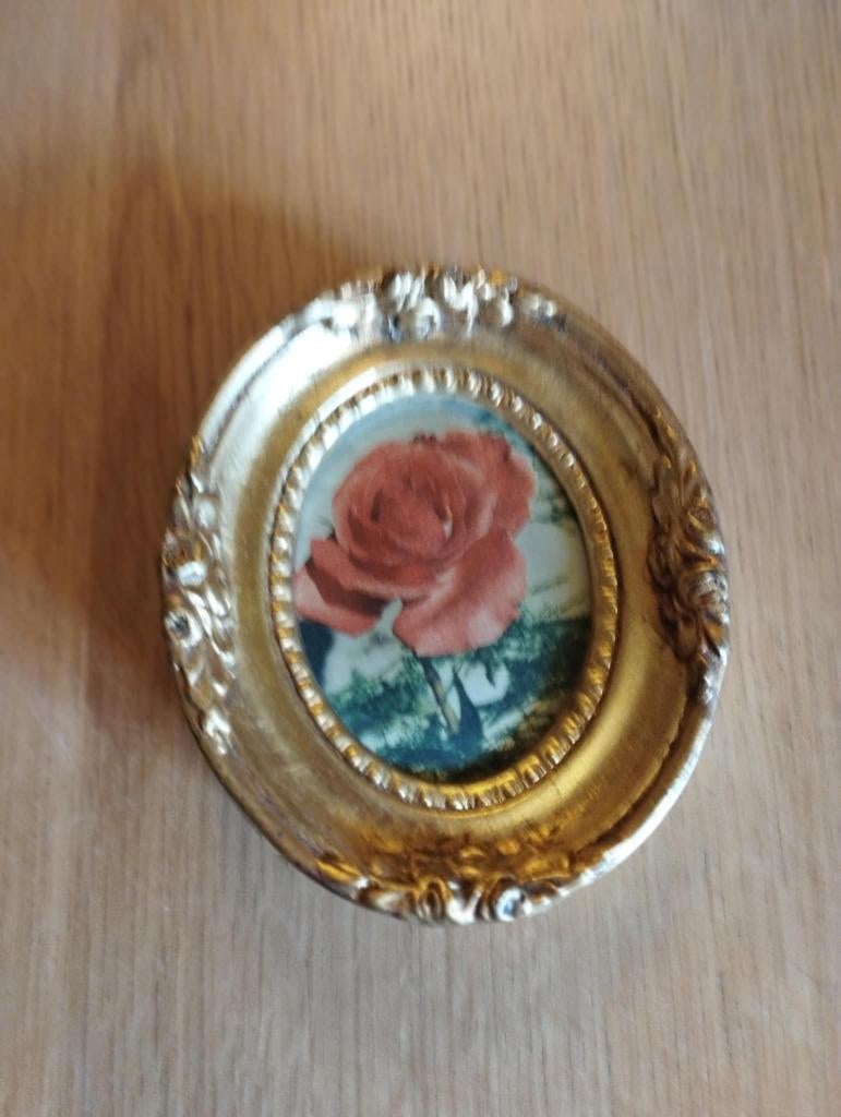 Antiek Victoriaans gouden frame met rozenverf, Ophalen, Goud
