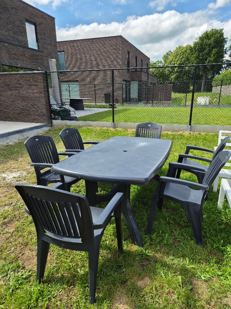 Tuinset Jardin blauw, Tuin en Terras, Ophalen, Kunststof, Gebruikt, Eettafel