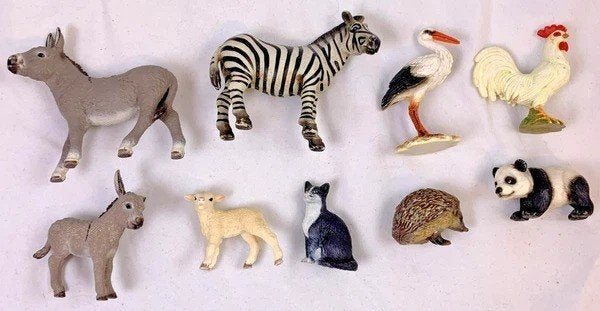 Ensemble de 7 figurines Schleich, animaux, collection, faune, Envoi, Comme neuf, Animal de ferme, Statue ou Figurine