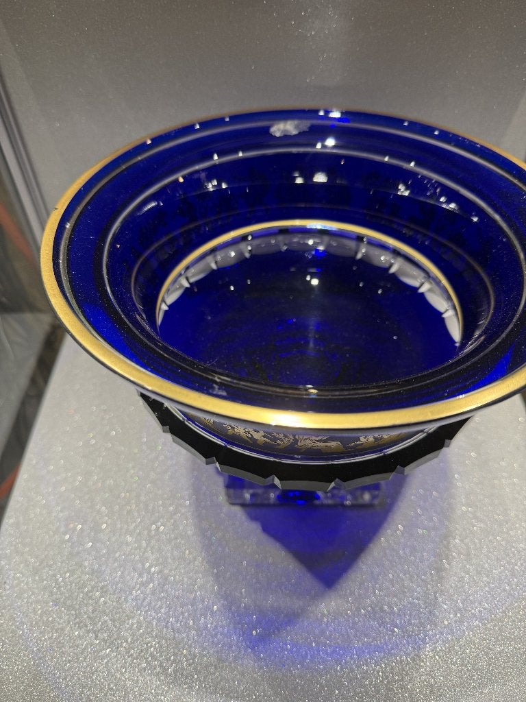 Val Saint Lambert Kobaltblauwe Kristallen Coupe, Ophalen of Verzenden