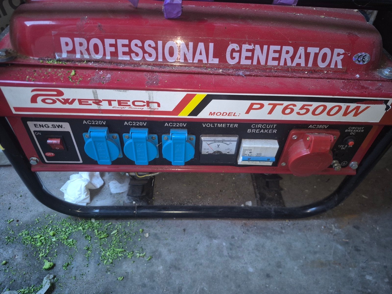 powertech generator pt 6500 W, Doe-het-zelf en Bouw, Ophalen, Zo goed als nieuw, 5 tot 10 kVA, Benzine