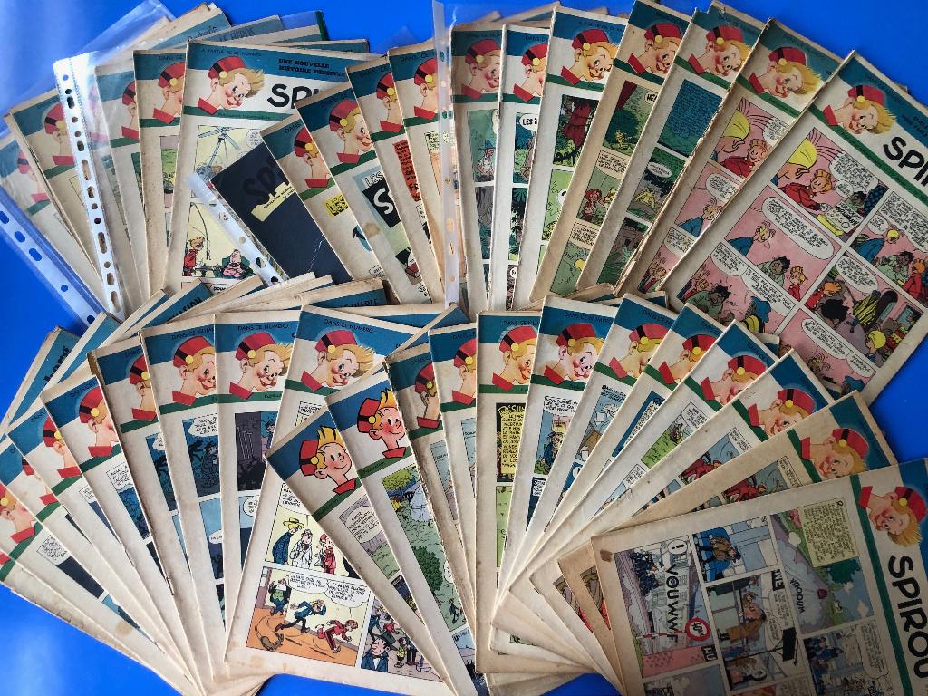 Spirou 1951 et 1952 - Lot (2) 42 fascicules entre 701 et 749, Livres, Plusieurs BD, Enlèvement, Utilisé, Franquin Peyo Morris Jijé Paape …