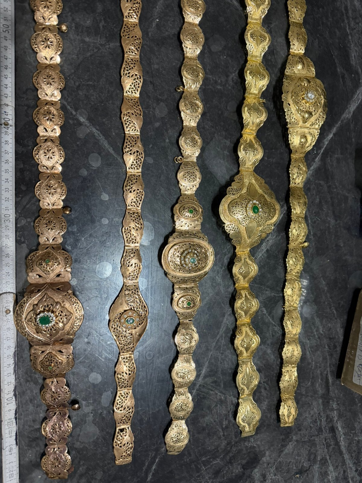 Zilver riem / centure 18 karaat verguld. Plaqué Or, Ophalen, Zilver, Verguld