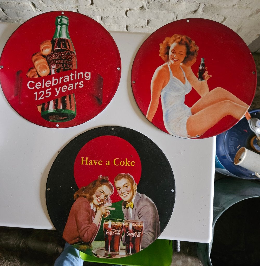 Reclamebord Coca-Cola/prijs per stuk, Verzamelen, Merken en Reclamevoorwerpen, Ophalen, Gebruikt, Reclamebord