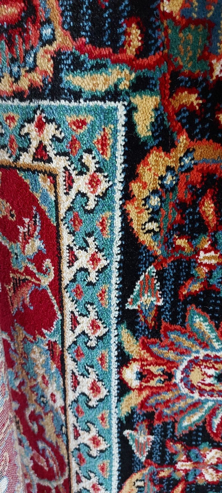 magnifique tapis turc motif oriental rouge,ocre et bleu, Maison & Meubles, Neuf, Enlèvement ou Envoi, Rectangulaire, Bleu