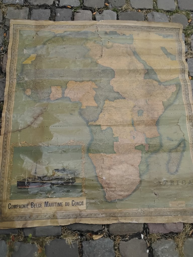 Ancienne carte geographique congo belge, Liverpool, Enlèvement ou Envoi, Belgique, Utilisé, Carte géographique