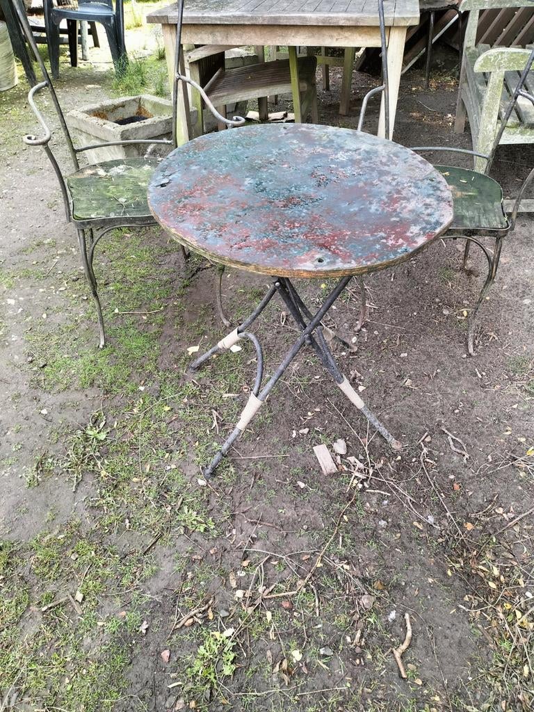 Brocante Bistoset met smeedijzeren stoeltjes, Enlèvement