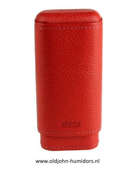 SIGARENKOKER ADORINI LEER -  WARM ROOD  CAP. 3 SIGAREN sk04r, Ophalen of Verzenden, Nieuw, Tabaksdoos of Verpakking